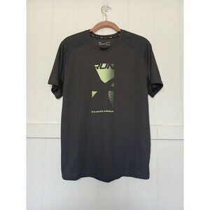 Under Armour Fitted HeatGear CoolSwitch RUN Graphic Athletic Shirt Mens L Gray